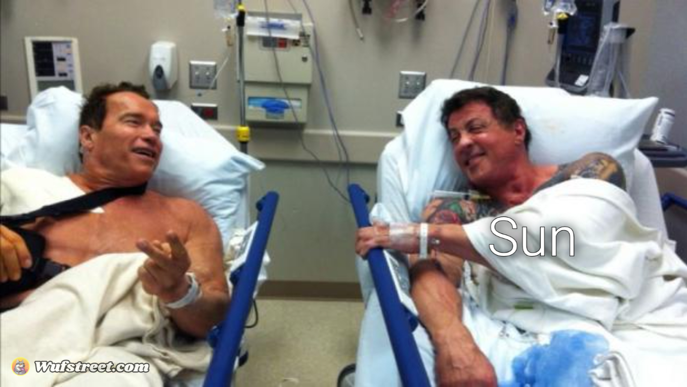 arnold and stallone hospital