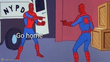 spiderman pointing at spiderman
