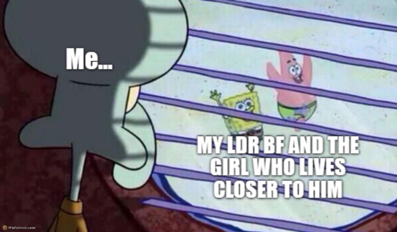 Spongebob looking out window